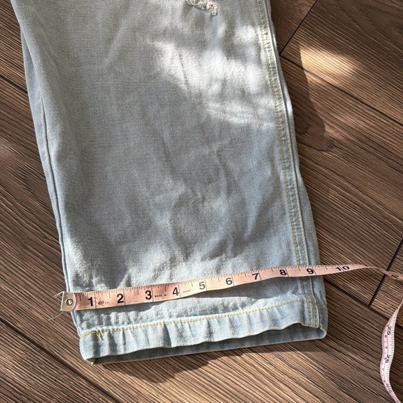 Distressed light blue drop crotch Japanese denim overalls one size baggy - Picture 7 of 10